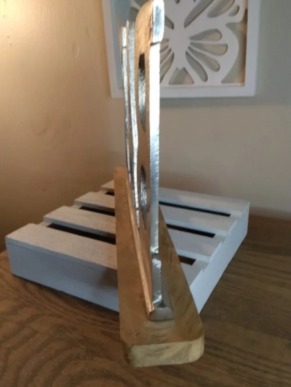 Decorative Silver 'BAR' Letter Sign on Wood Base